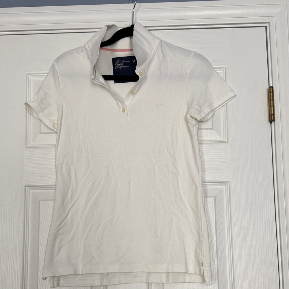 American Eagle Women's White Polo Top